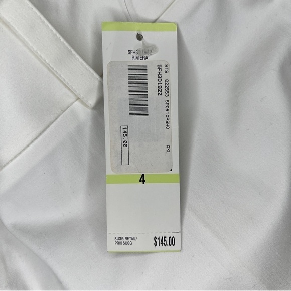 NEW Anne Klein White Sateen Straight Leg Pants Neutral Coastal Size 4 - Picture 9 of 10